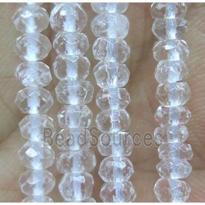 tiny Clear Quartz Beads, faceted rondelle