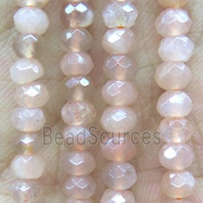 tiny Sunstone Beads, faceted rondelle