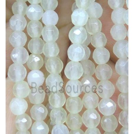 New Mountain Jade beads, white, faceted round