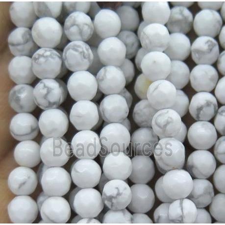 tiny Turquoise beads, white, faceted round