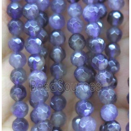 tiny purple Chalcedony bead, faceted round