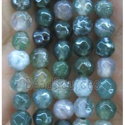 tiny Moss Agate beads, faceted round