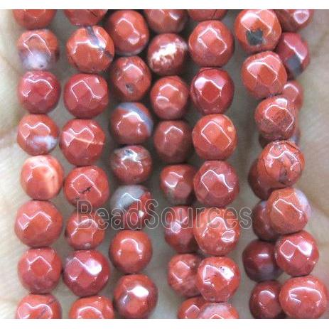 red jasper beads, faceted round