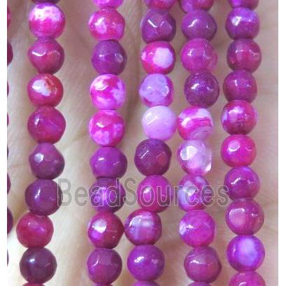 hotpink agate beads, faceted round