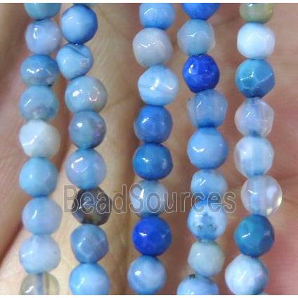 Tiny blue agate beads, faceted round