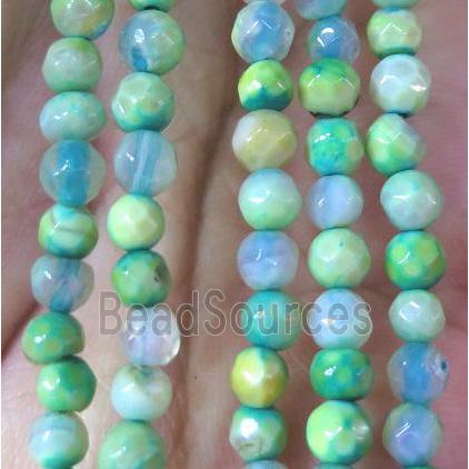 Tiny green agate bead, faceted round