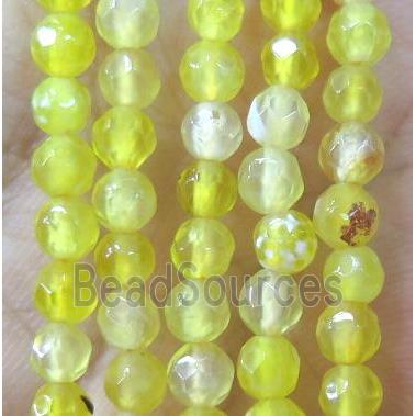 Tiny yellow agate beads, faceted round