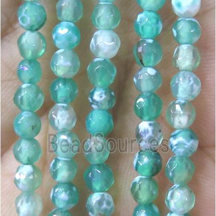 Tiny green fire agate bead, faceted round