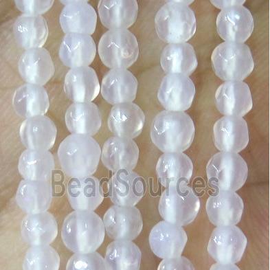 Tiny white agate bead, faceted round