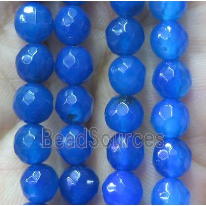 blue agate beads, faceted round