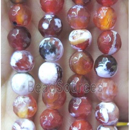 red fire agate beads, faceted round