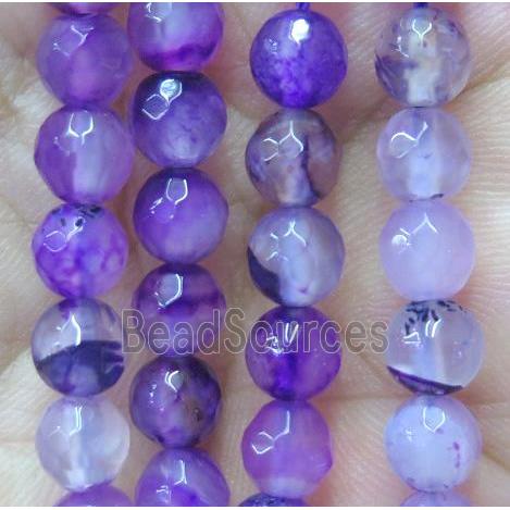 purple agate bead, faceted round