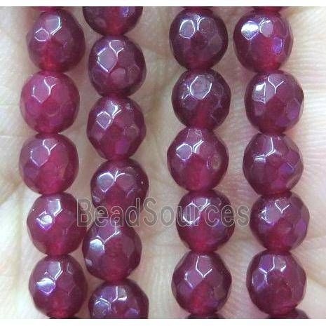 red agate bead, faceted round