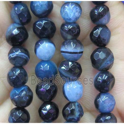 blue druzy agate bead, faceted round