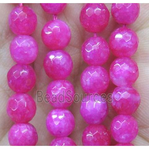 hotpink agate beads, faceted round