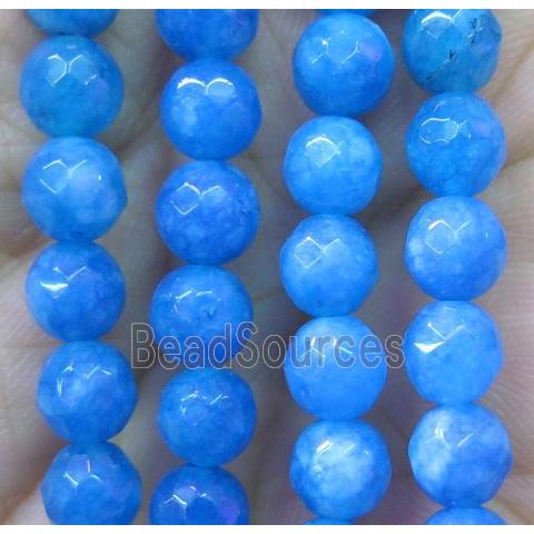 blue agate bead, faceted round