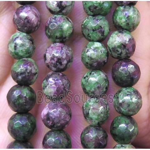 Ruby Zoisite beads, faceted round