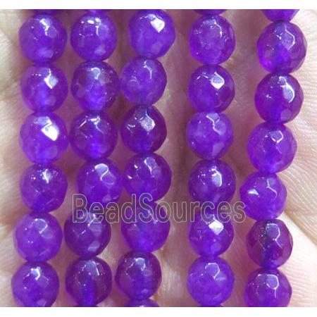 purple dye Jade Beads, faceted round