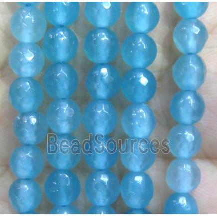 blue Jade Beads, faceted round, dye