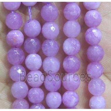 Jade Beads, faceted round, purple dye