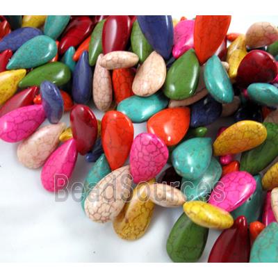 synthetic Turquoise Beads, tear-drop, mix color