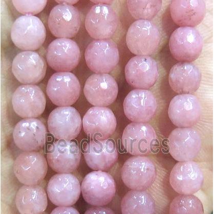 Jade Beads, faceted round, pink dye