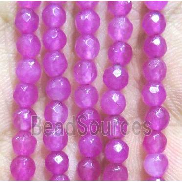 Jade Beads, faceted round, hotpink dye