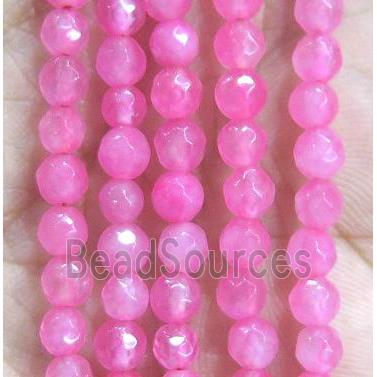 Jade Beads, faceted round, pink dye