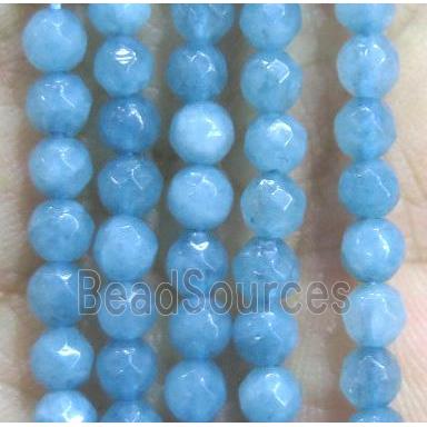 Jade Beads, faceted round, blue dye