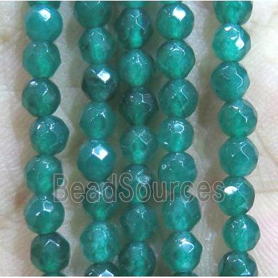 Jade Beads, faceted round, green dye