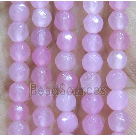 Jade Beads, faceted round, pink dye