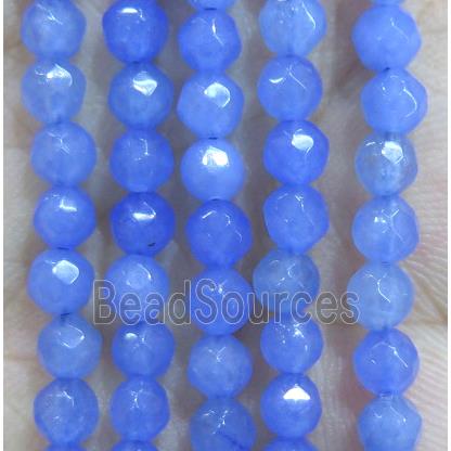 Jade Beads, faceted round, royalblue dye