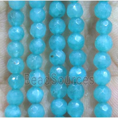 Jade Beads, faceted round, aqua dye