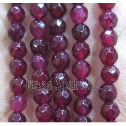 Jade Beads, faceted round, deepRed dye