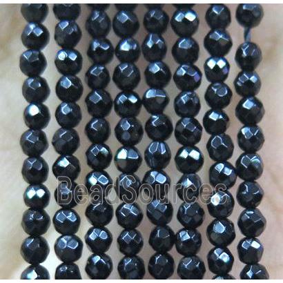 black onyx agate seed beads, faceted round