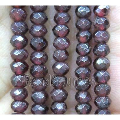 tiny red garnet beads, faceted rondelle