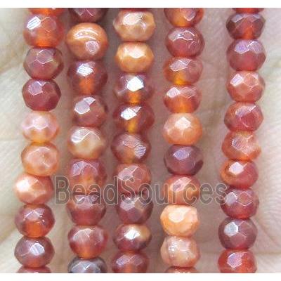 tiny ruby fire agate bead, faceted rondelle