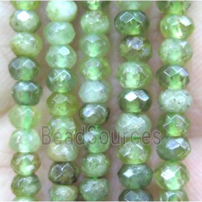 tiny Green Garnet Bead, faceted rondelle