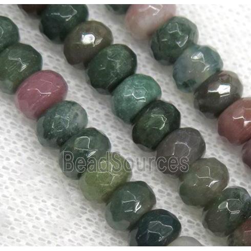 India Agate beads, faceted rondelle