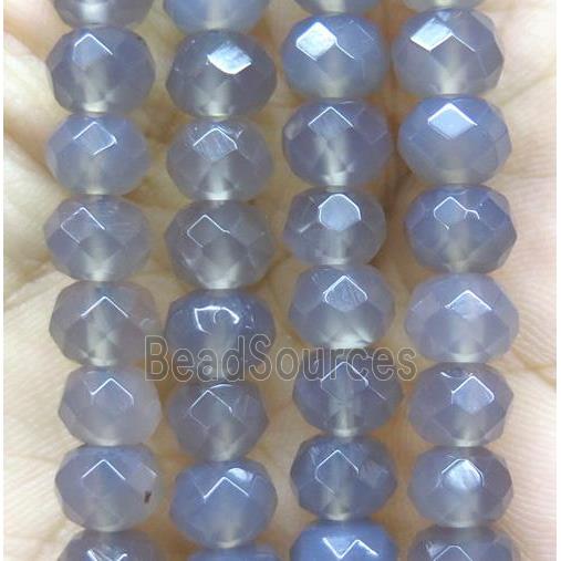 gray Agate bead, faceted rondelle