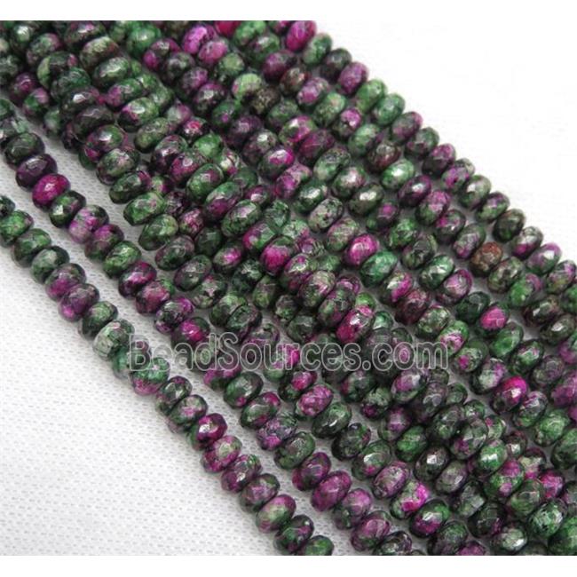 Ruby Zoisite bead, faceted rondelle