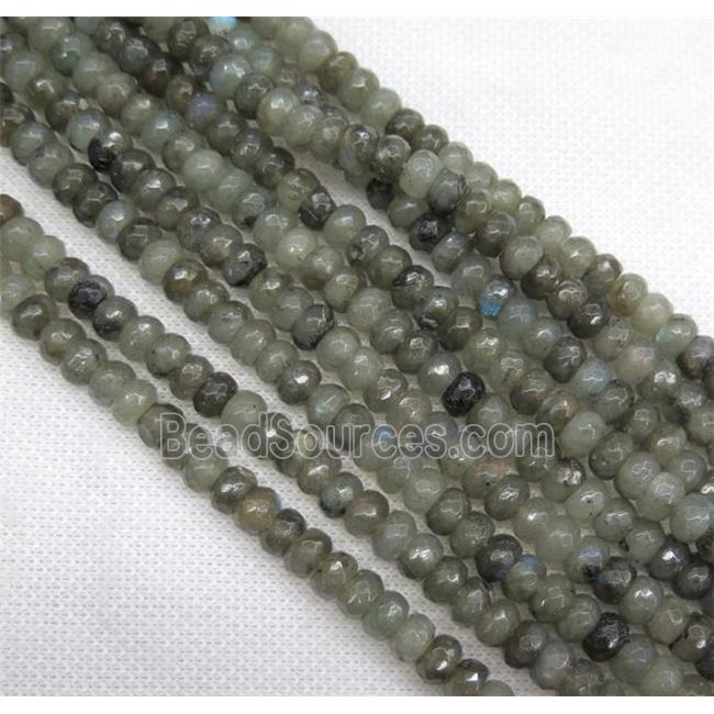 Labradorite bead, faceted rondelle