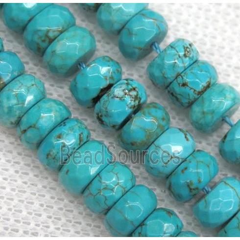 blue Turquoise beads, faceted rondelle