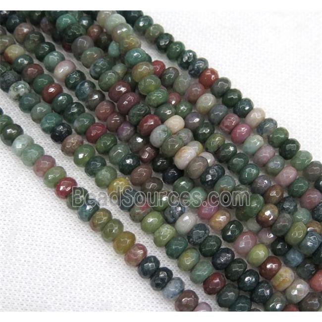 India Agate bead, faceted rondelle