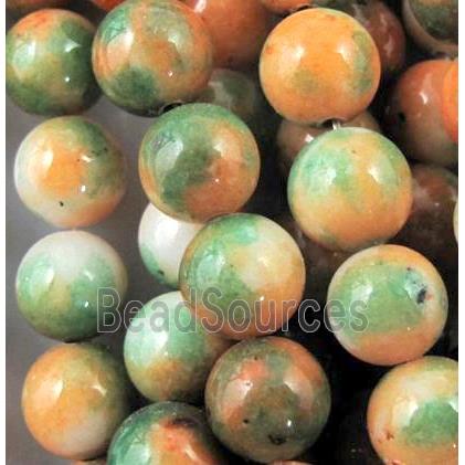 round Irisated Jade beds, orange