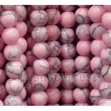 round turquiose beads, synthetic, pink