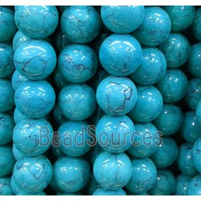 round blue turquiose beads, synthetic