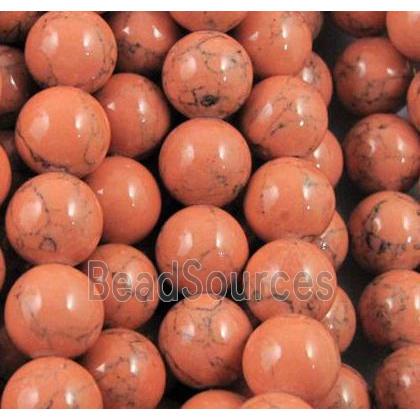 round turquiose beads, orange, synthetic