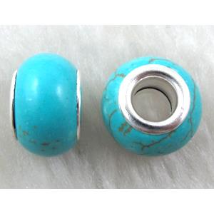 Turquoise bead with large hole, blue