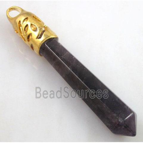 Amethyst Crystal Stone Pendant, stick, point